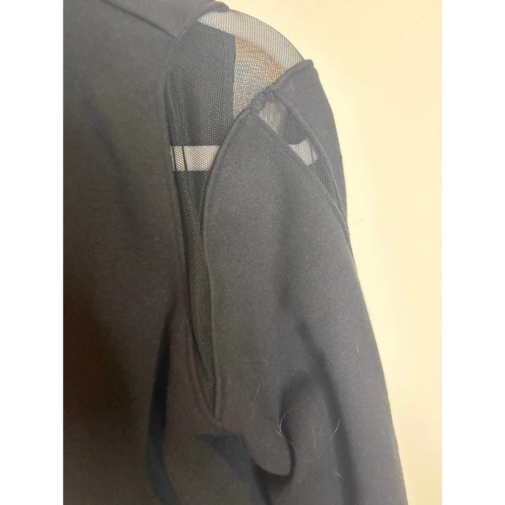 Alo Yoga Black Mesh Panel Cowl Neck Cropped Pullover Sweatshirt Womens Medium